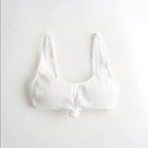 Ribbed Knot-Front Scoop Bikini Top (NWT)